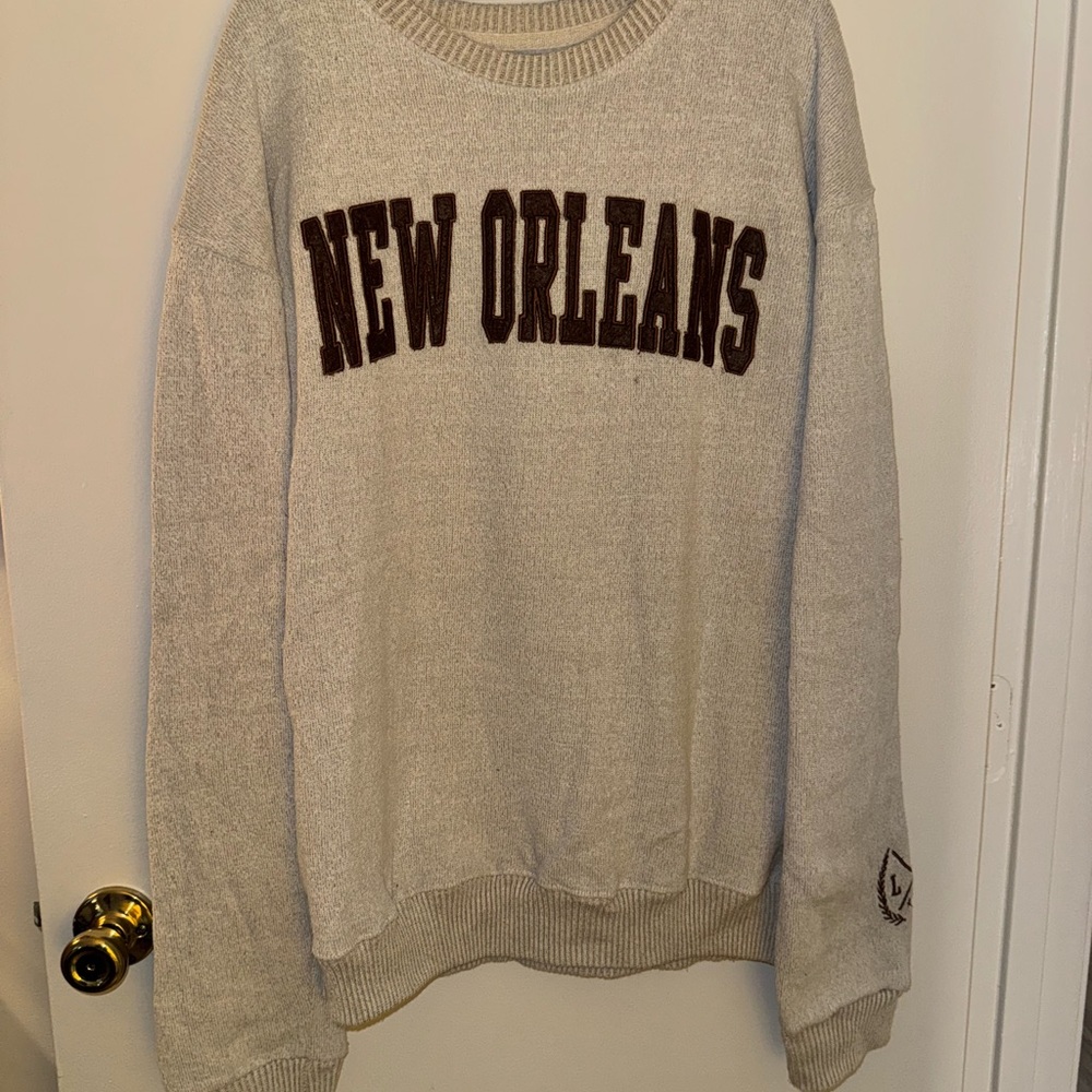 New Orleans Crewneck Sweater - Cream/Brown